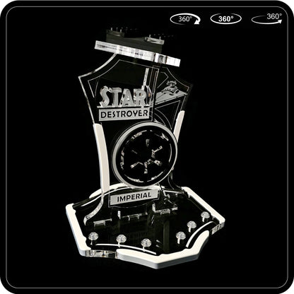 Display stand angled for Lego 75394-75055 - Imperial Star Destroyer - white-grey + minifigures slots (A3107)-3