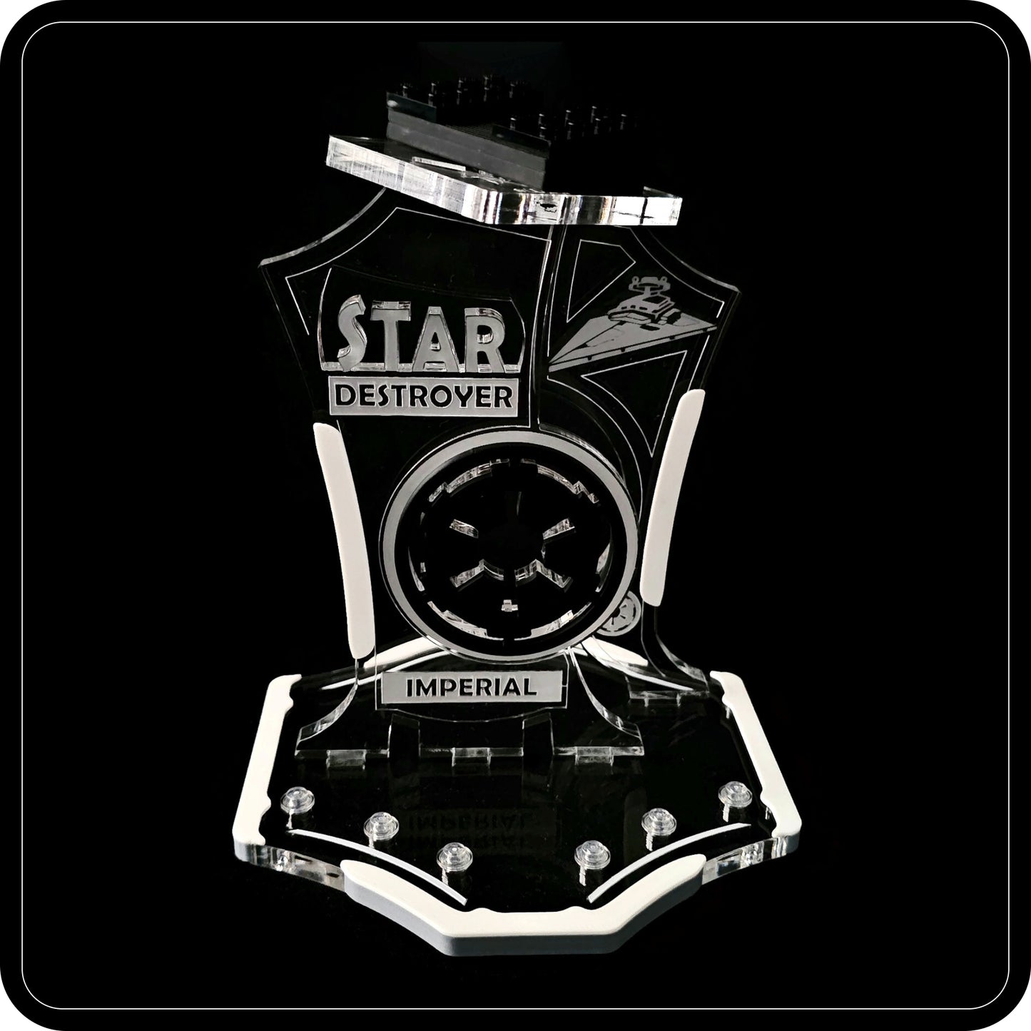 Display stand angled for Lego 75394-75055 - Imperial Star Destroyer - white-grey + minifigures slots (A3107)-4