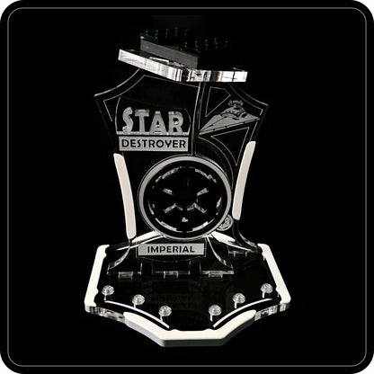 Display stand angled for Lego 75394-75055 - Imperial Star Destroyer - white-grey + minifigures slots (A3107)-4