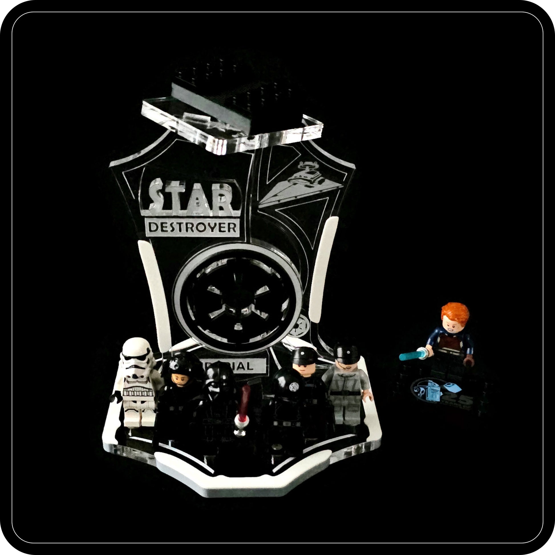 Display stand angled for Lego 75394-75055 - Imperial Star Destroyer - white-grey + minifigures slots (A3107)-5