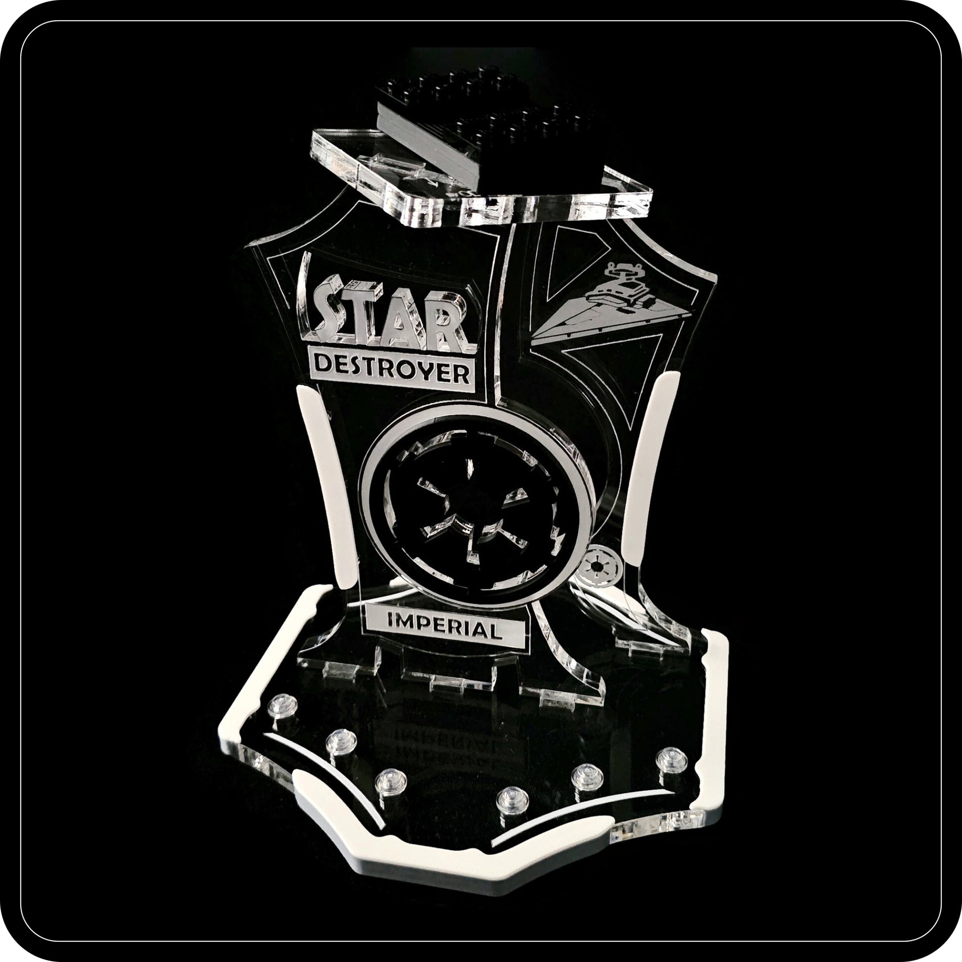 Display stand angled for Lego 75394-75055 - Imperial Star Destroyer - white-grey + minifigures slots (A3107)-6