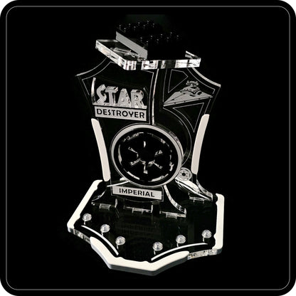 Display stand angled for Lego 75394-75055 - Imperial Star Destroyer - white-grey + minifigures slots (A3107)-6