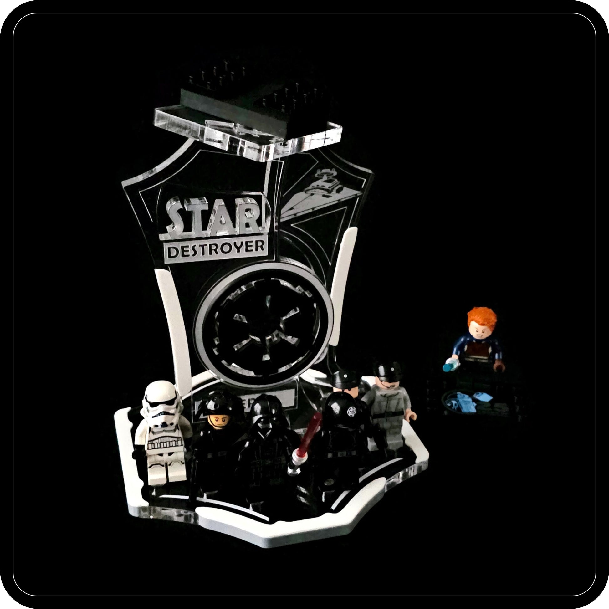 Display stand angled for Lego 75394-75055 - Imperial Star Destroyer - white-grey + minifigures slots (A3107)-7