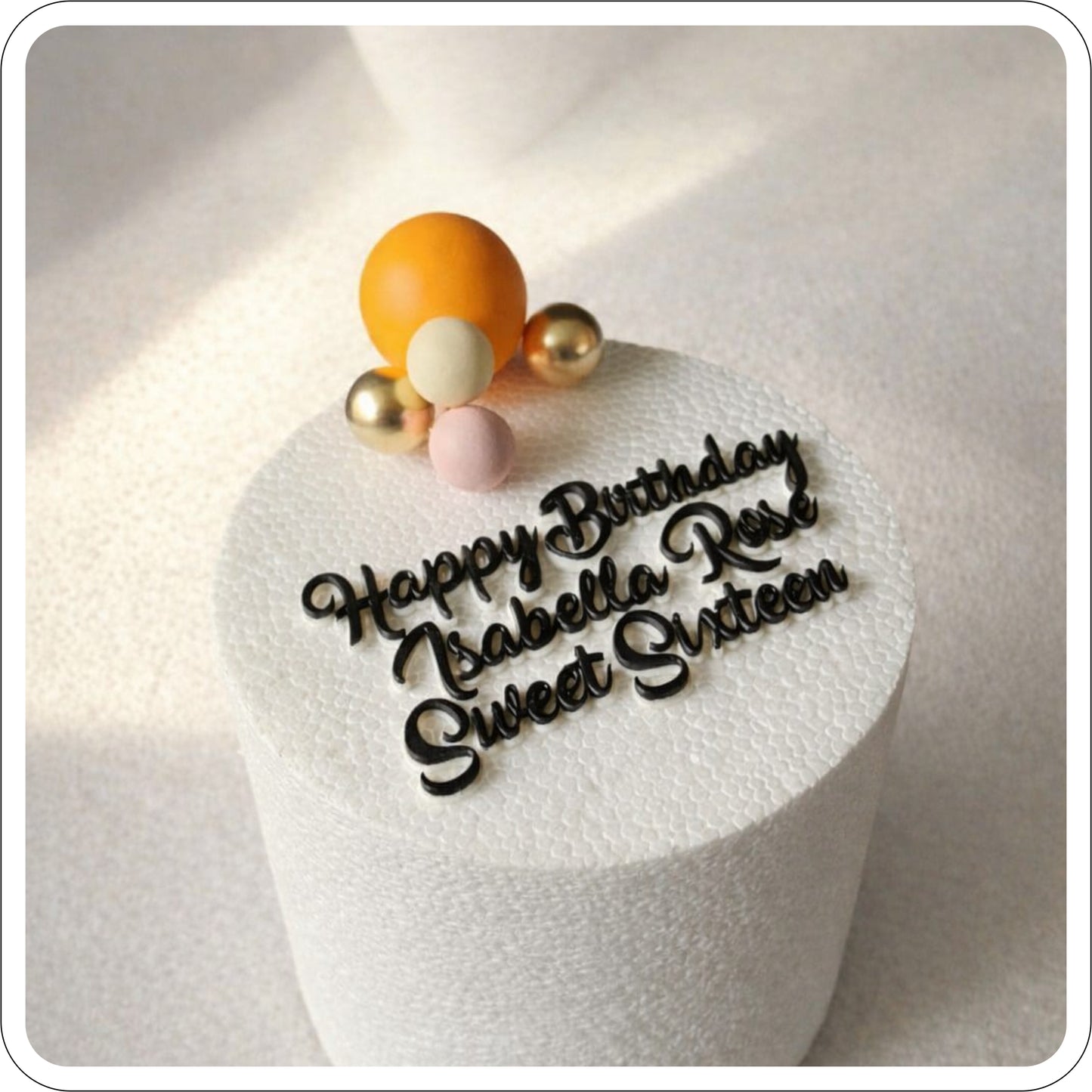 Personalised 3D Printed Flat-Lay Cake Topper | 9cm–12cm (Up to 3 Lines)