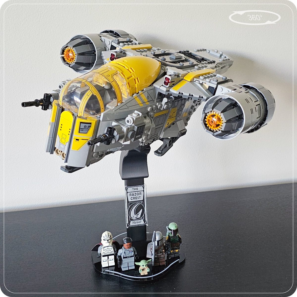 Display stand for LEGO 75447 Razor Crest - 360° ROTATING SERIES (A1143) - product photo