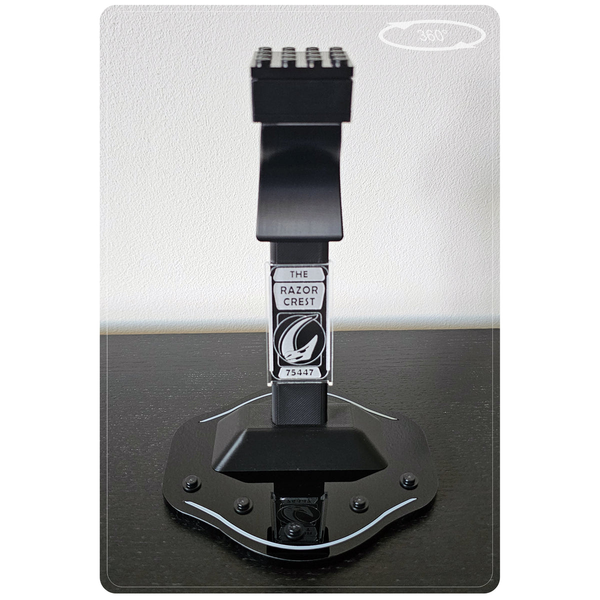 Display stand for LEGO 75447 Razor Crest - 360° ROTATING SERIES (A1143) - side view