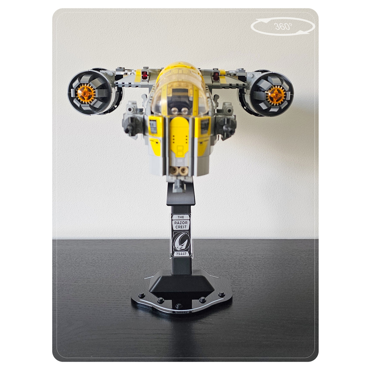 Display stand for LEGO 75447 Razor Crest - 360° ROTATING SERIES (A1143) - scale reference