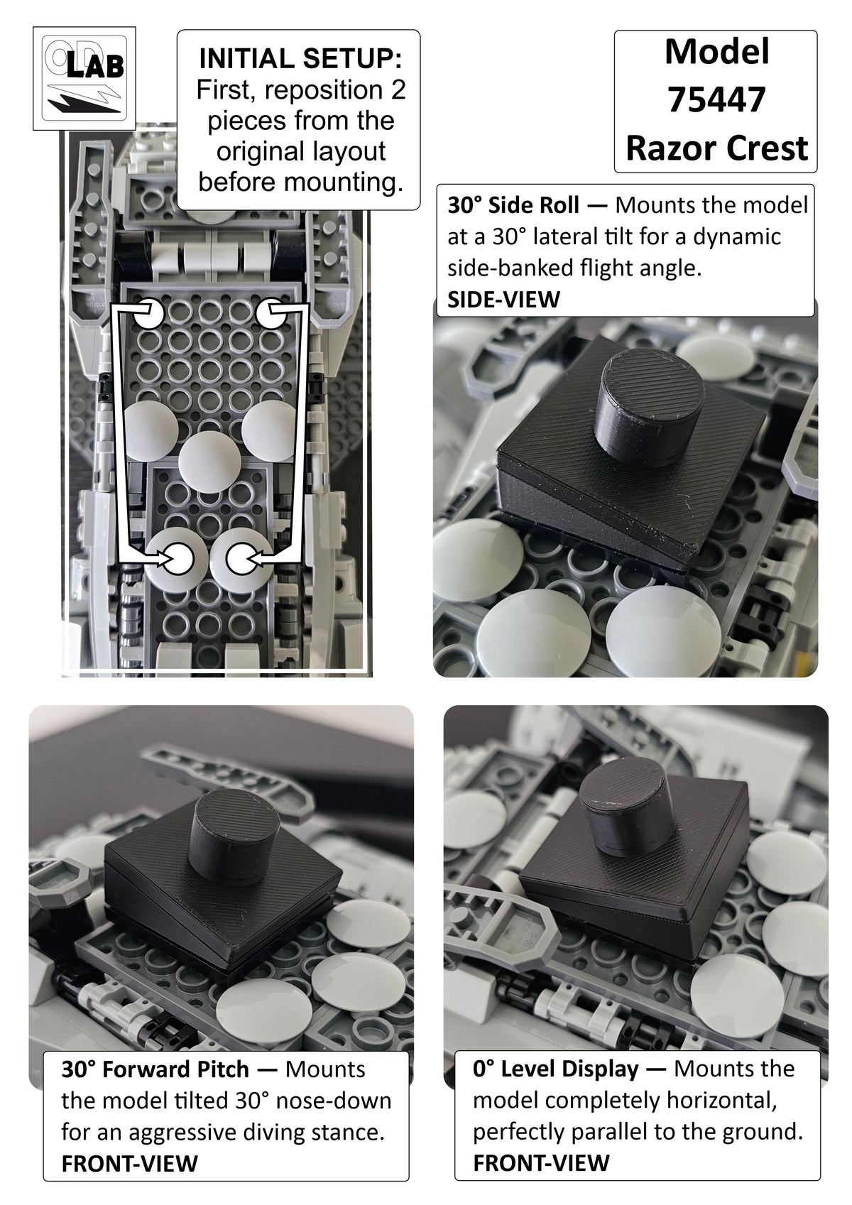 Display stand for LEGO 75447 Razor Crest - 360° ROTATING SERIES (A1143) - fitting instructions