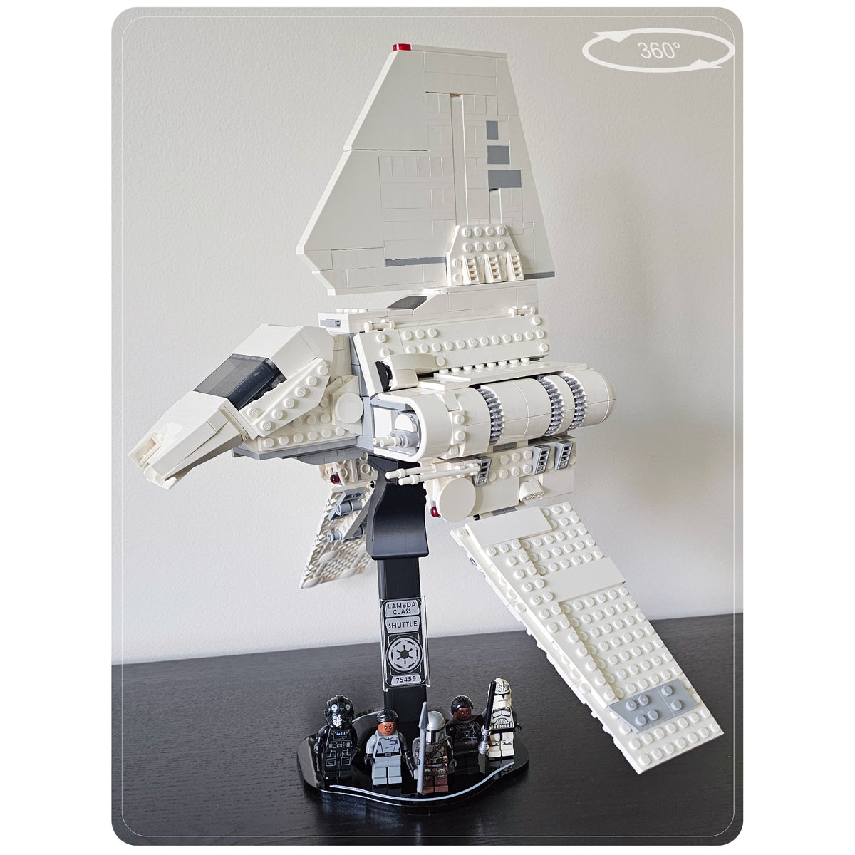 Display stand for LEGO 75459 Imperial Lambda-Class Shuttle - 360° ROTATING SERIES (M1144) - side view