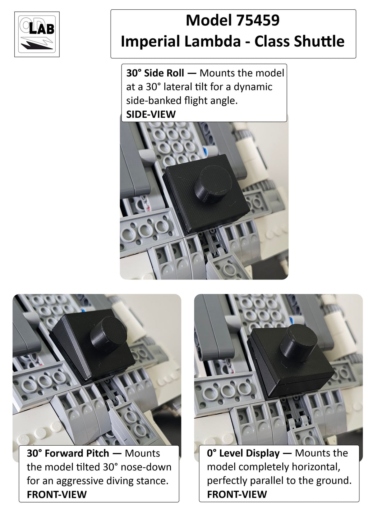 Display stand for LEGO 75459 Imperial Lambda-Class Shuttle - 360° ROTATING SERIES (M1144) - fitting instructions