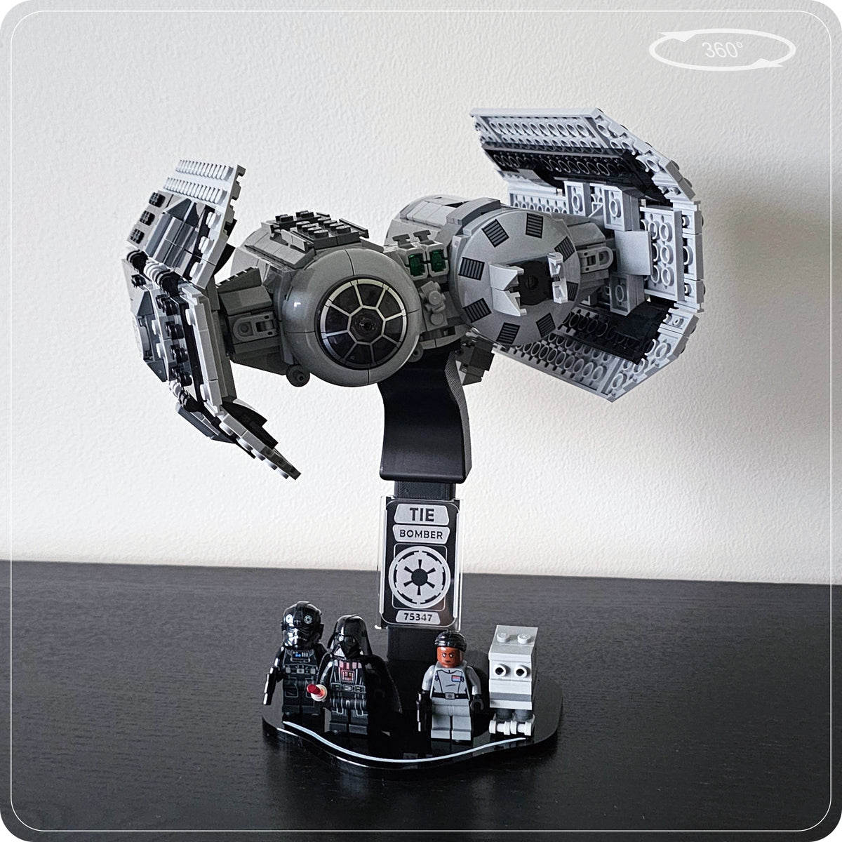 Display stand for LEGO 75347 TIE Bomber - 360° ROTATING SERIES (M1145) - multiple angles view