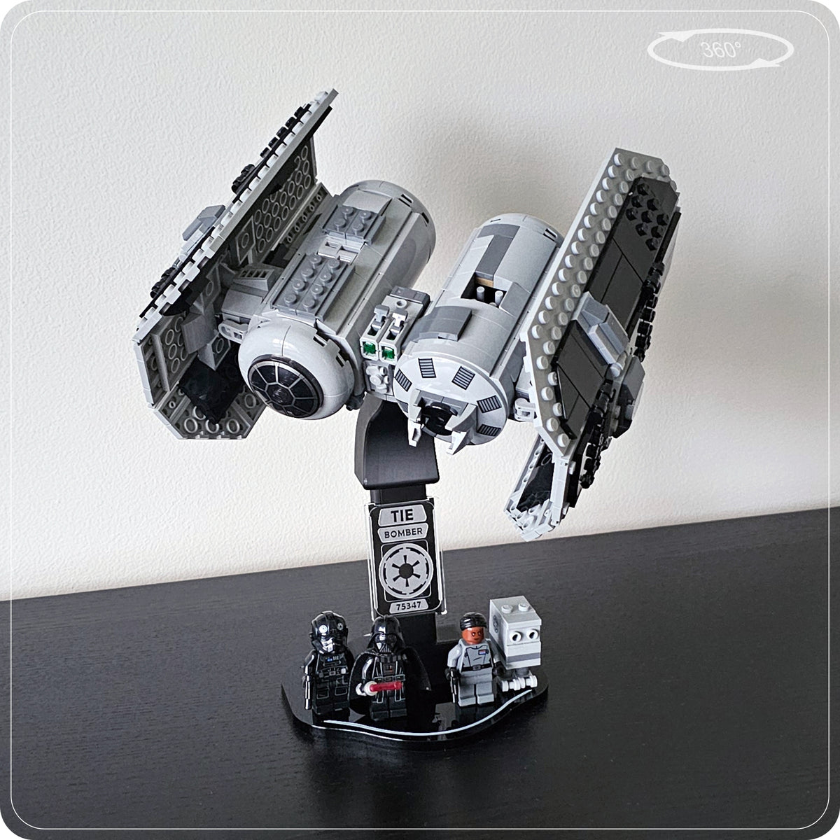 Display stand for LEGO 75347 TIE Bomber - 360° ROTATING SERIES (M1145) - side view