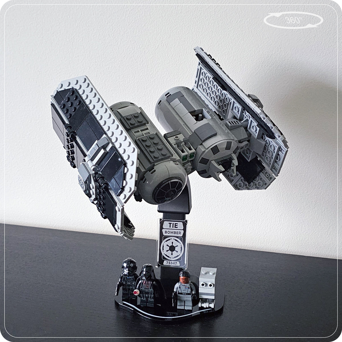 Display stand for LEGO 75347 TIE Bomber - 360° ROTATING SERIES (M1145) - engraving detail