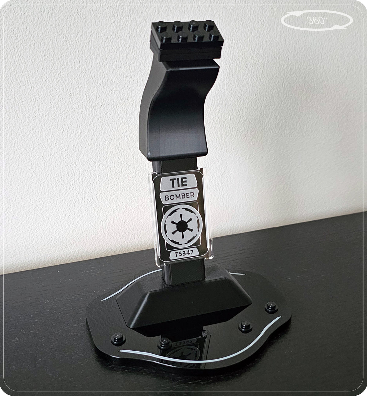 Display stand for LEGO 75347 TIE Bomber - 360° ROTATING SERIES (M1145) - scale reference