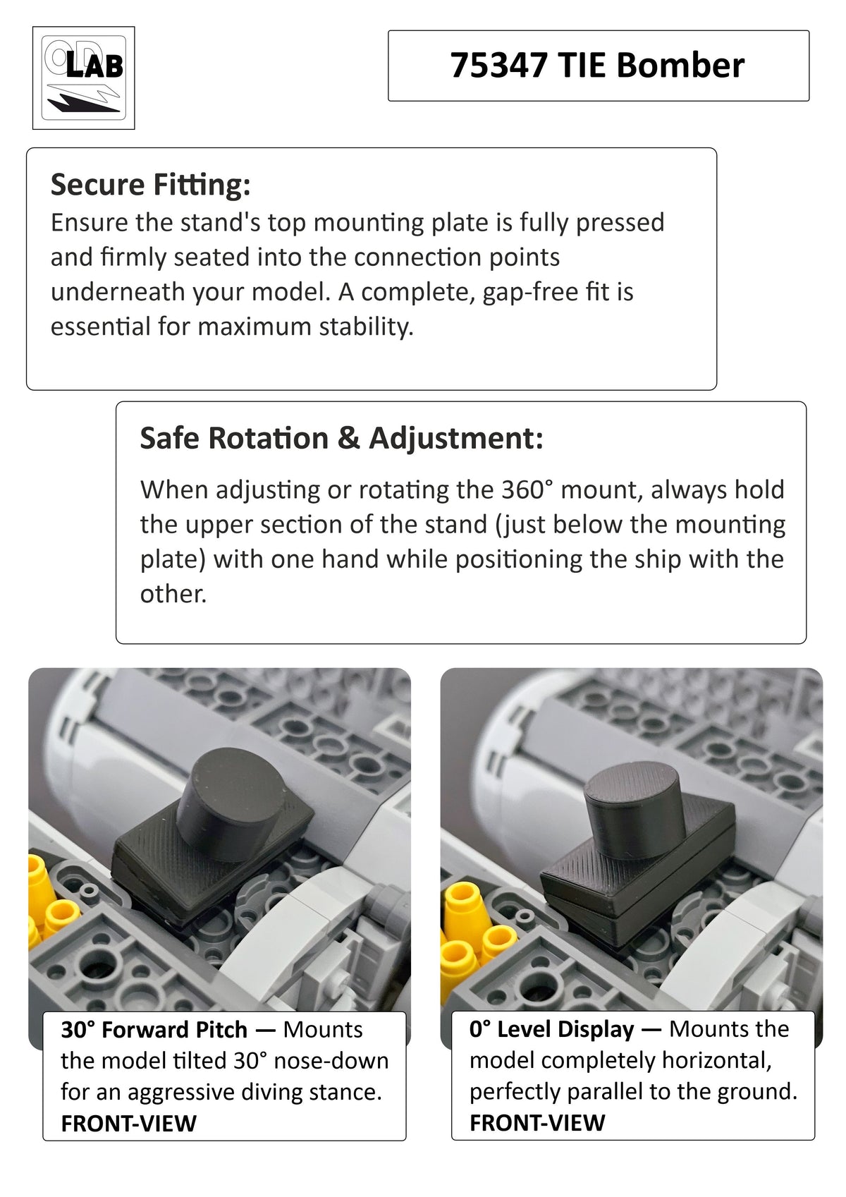 Display stand for LEGO 75347 TIE Bomber - 360° ROTATING SERIES (M1145) - fitting instructions