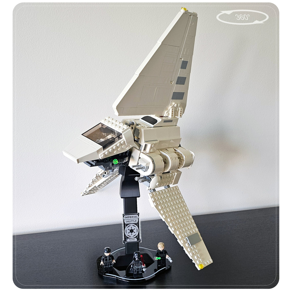 Display stand for LEGO 75302 Imperial Shuttle - 360° ROTATING SERIES (M1145) - multiple angles view