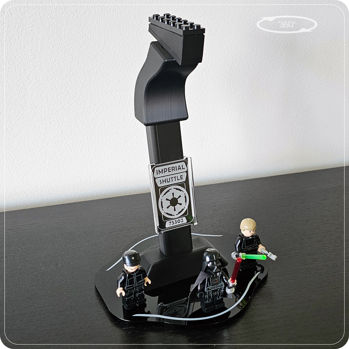 Display stand for LEGO 75302 Imperial Shuttle - 360° ROTATING SERIES (M1145) - with minifigures