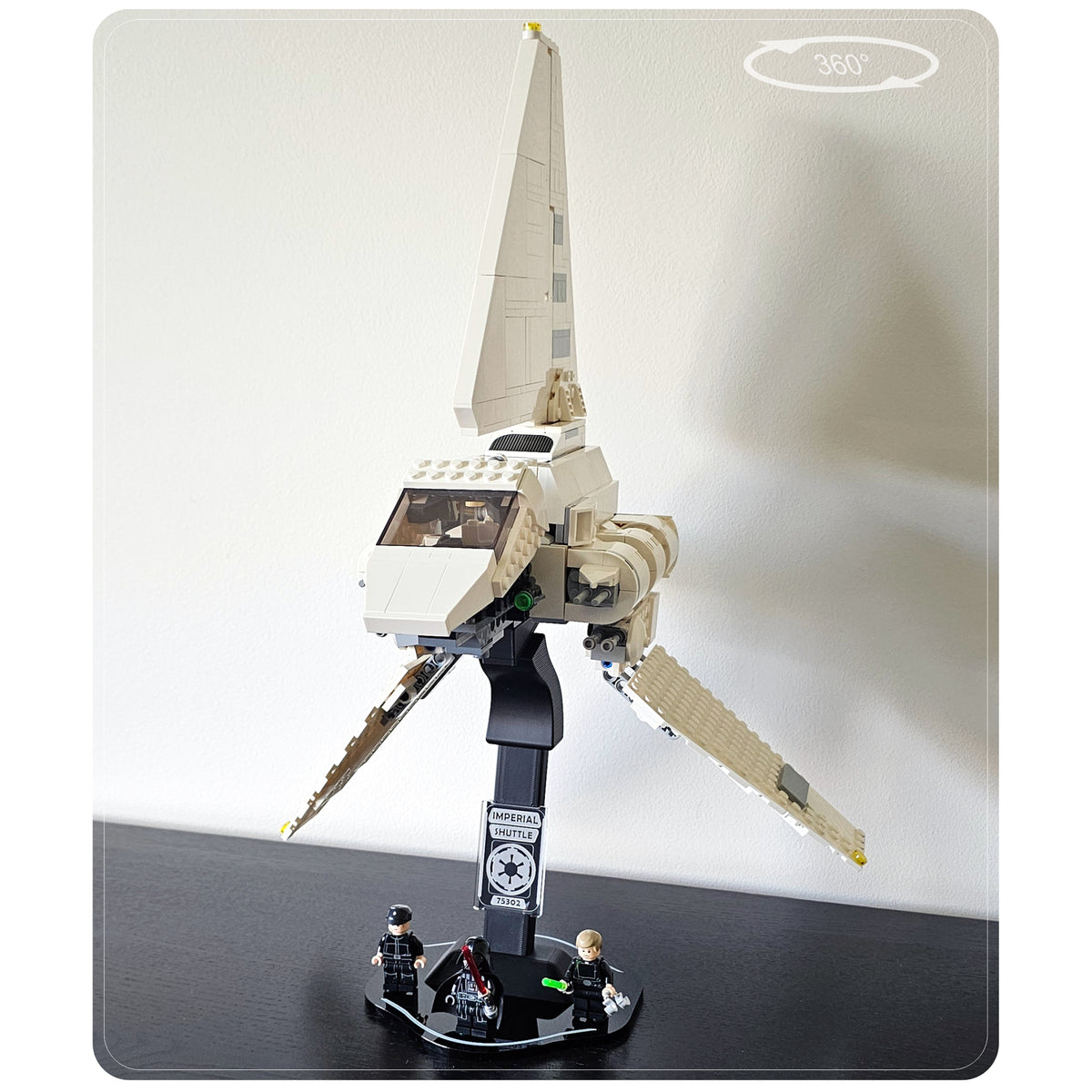 Display stand for LEGO 75302 Imperial Shuttle - 360° ROTATING SERIES (M1145) - side view