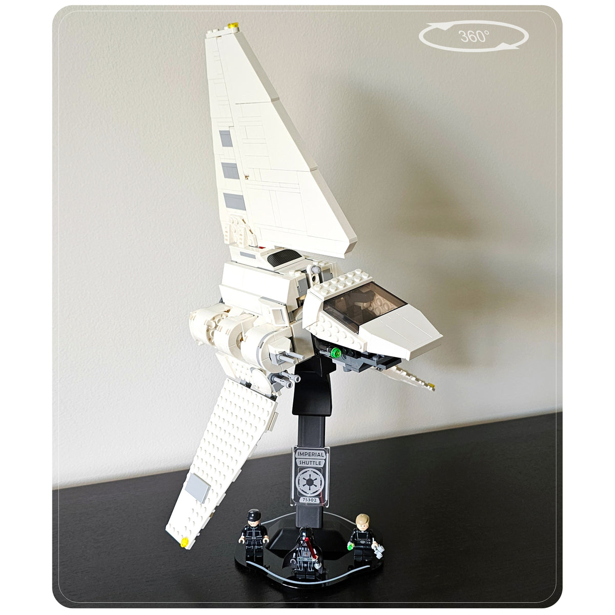 Display stand for LEGO 75302 Imperial Shuttle - 360° ROTATING SERIES (M1145) - engraving detail