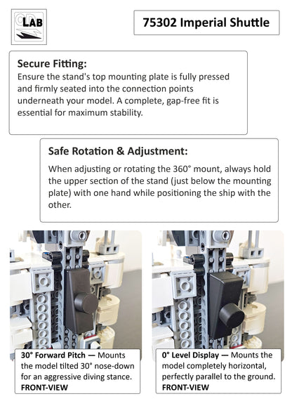 Display stand for LEGO 75302 Imperial Shuttle - 360° ROTATING SERIES (M1145) - fitting instructions