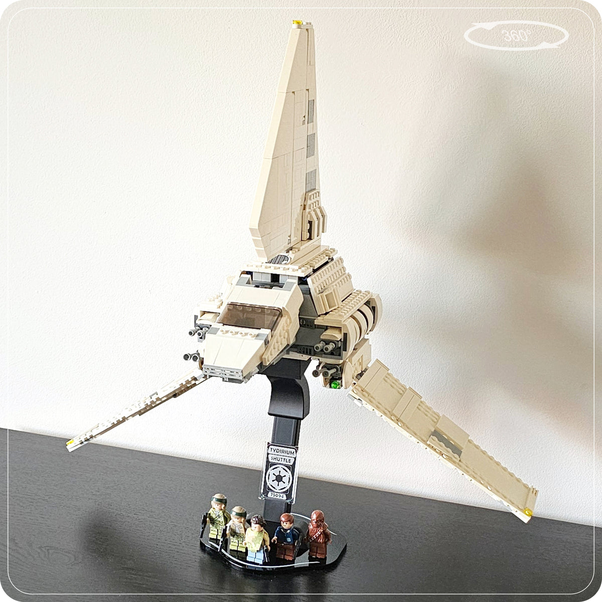 Display stand for LEGO 75094 Tydirium Imperial Shuttle - 360° ROTATING SERIES (M1147) - multiple angles view