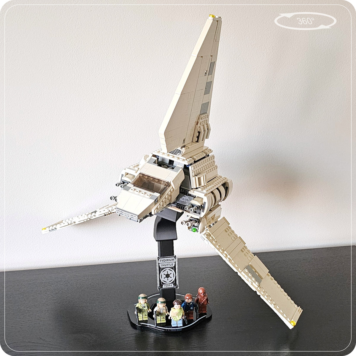 Display stand for LEGO 75094 Tydirium Imperial Shuttle - 360° ROTATING SERIES (M1147) - side view