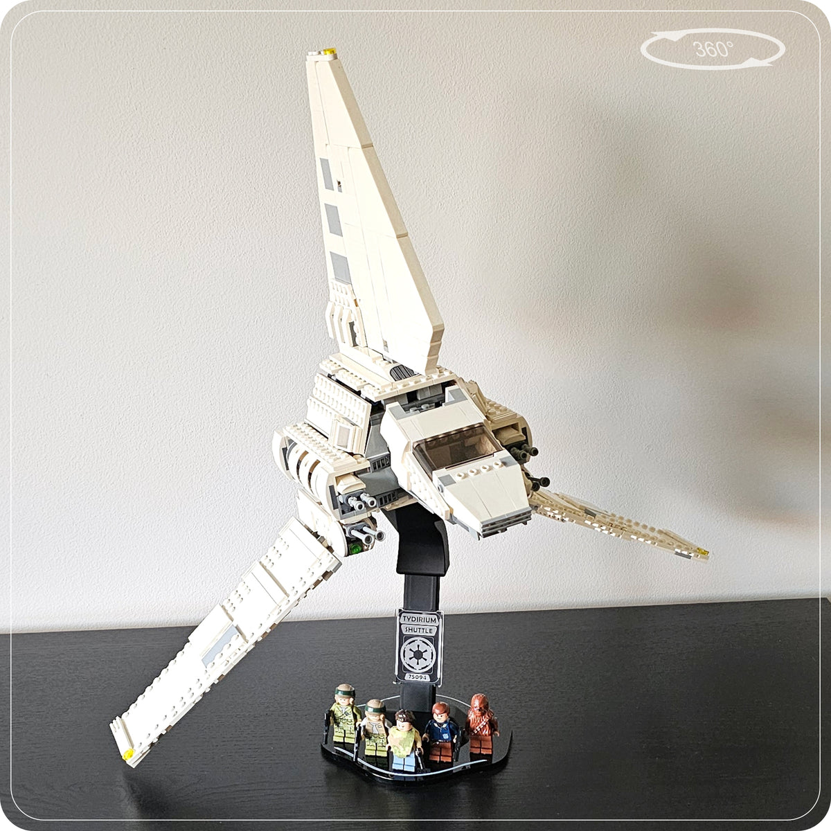 Display stand for LEGO 75094 Tydirium Imperial Shuttle - 360° ROTATING SERIES (M1147) - engraving detail