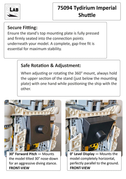 Display stand for LEGO 75094 Tydirium Imperial Shuttle - 360° ROTATING SERIES (M1147) - fitting instructions