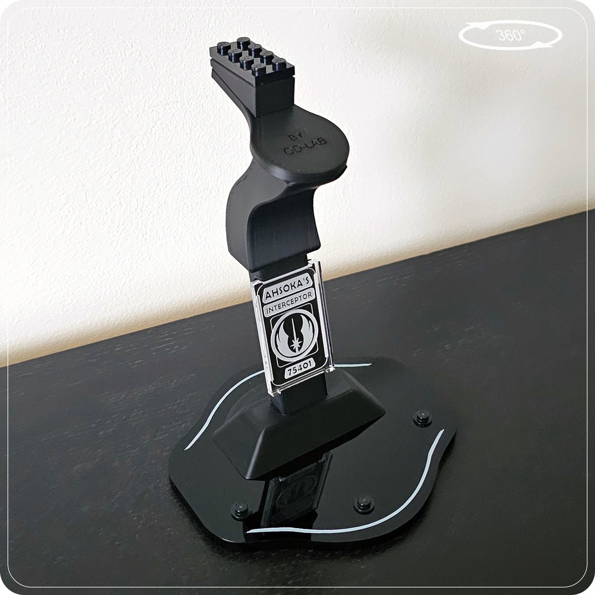 Display stand for LEGO 75401 Ahsoka's Jedi Interceptor - 360° ROTATING SERIES (M1149) - detail view