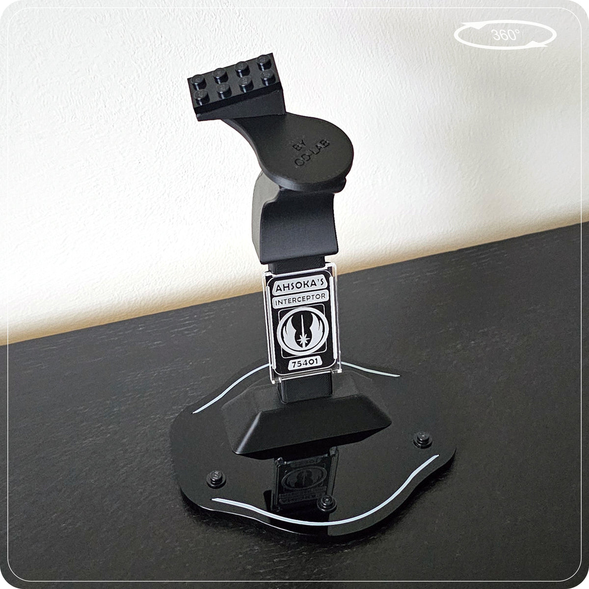 Display stand for LEGO 75401 Ahsoka's Jedi Interceptor - 360° ROTATING SERIES (M1149) - with minifigures