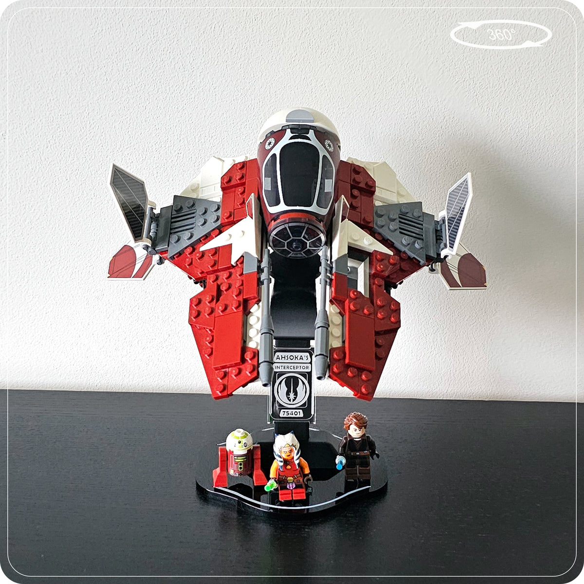 Display stand for LEGO 75401 Ahsoka's Jedi Interceptor - 360° ROTATING SERIES (M1149) - side view