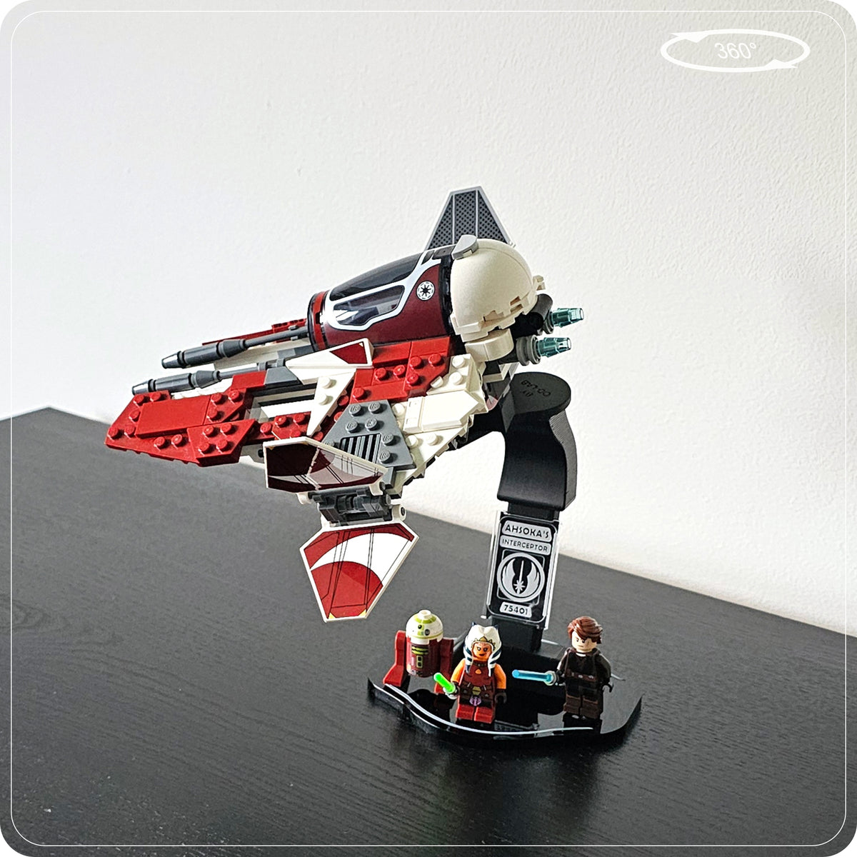 Display stand for LEGO 75401 Ahsoka's Jedi Interceptor - 360° ROTATING SERIES (M1149) - engraving detail