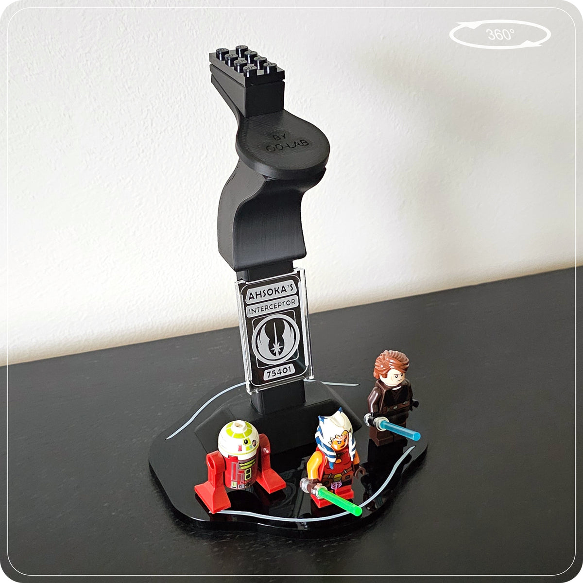 Display stand for LEGO 75401 Ahsoka's Jedi Interceptor - 360° ROTATING SERIES (M1149) - scale reference