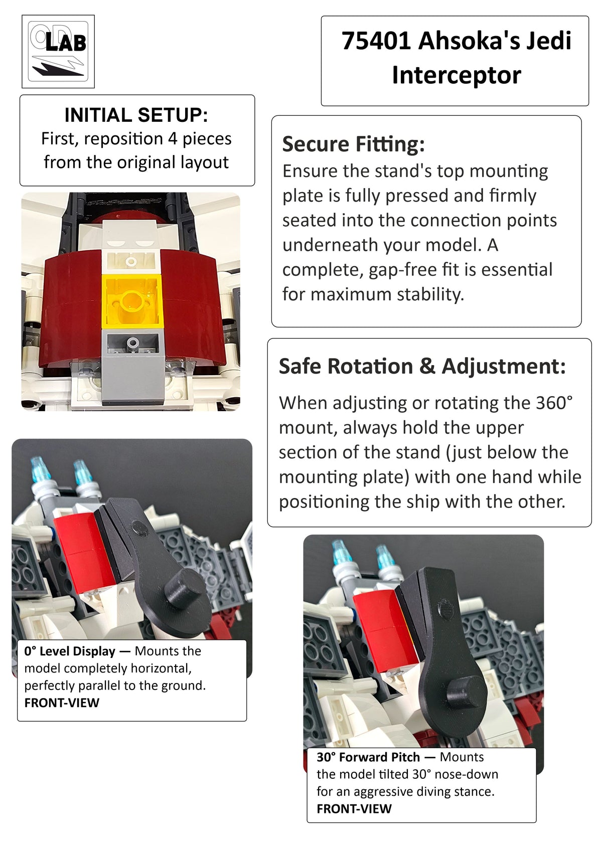 Display stand for LEGO 75401 Ahsoka's Jedi Interceptor - 360° ROTATING SERIES (M1149) - fitting instructions