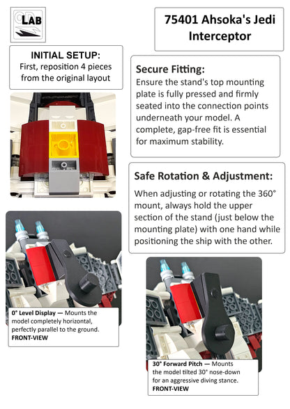 Display stand for LEGO 75401 Ahsoka's Jedi Interceptor - 360° ROTATING SERIES (M1149) - fitting instructions