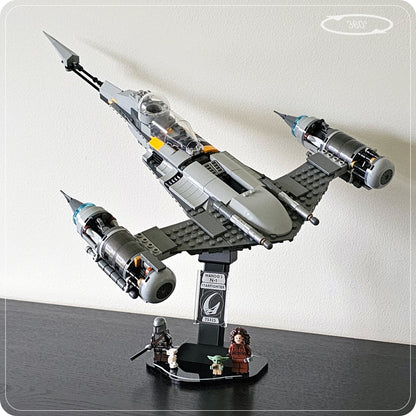 Display stand for LEGO 75325 Mando's N-1 Starfighter - 360° ROTATING SERIES (M1151) - multiple angles view