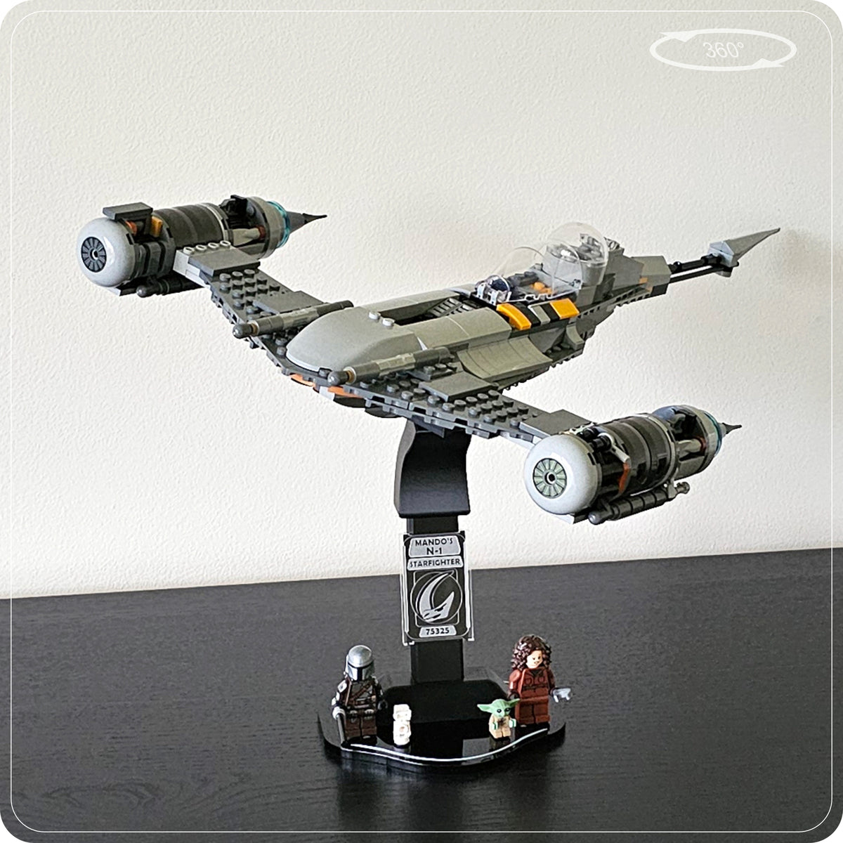 Display stand for LEGO 75325 Mando's N-1 Starfighter - 360° ROTATING SERIES (M1151) - top plate detail