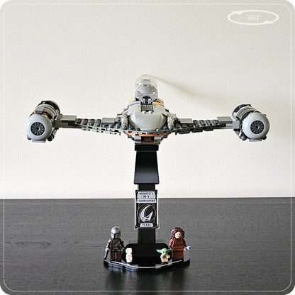 Display stand for LEGO 75325 Mando's N-1 Starfighter - 360° ROTATING SERIES (M1151) - side view