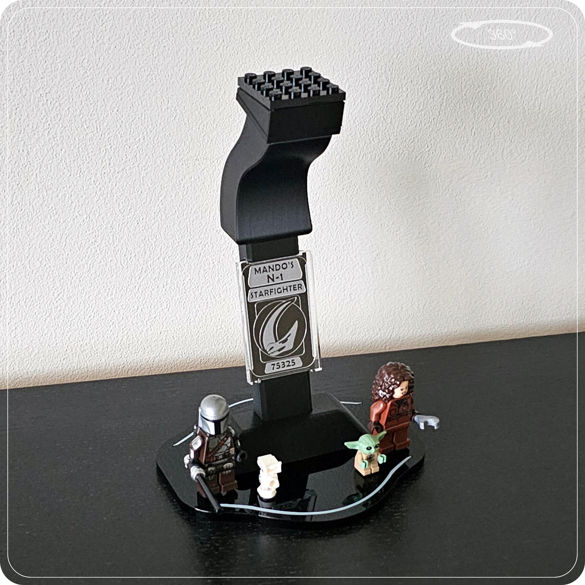 Display stand for LEGO 75325 Mando's N-1 Starfighter - 360° ROTATING SERIES (M1151) - scale reference