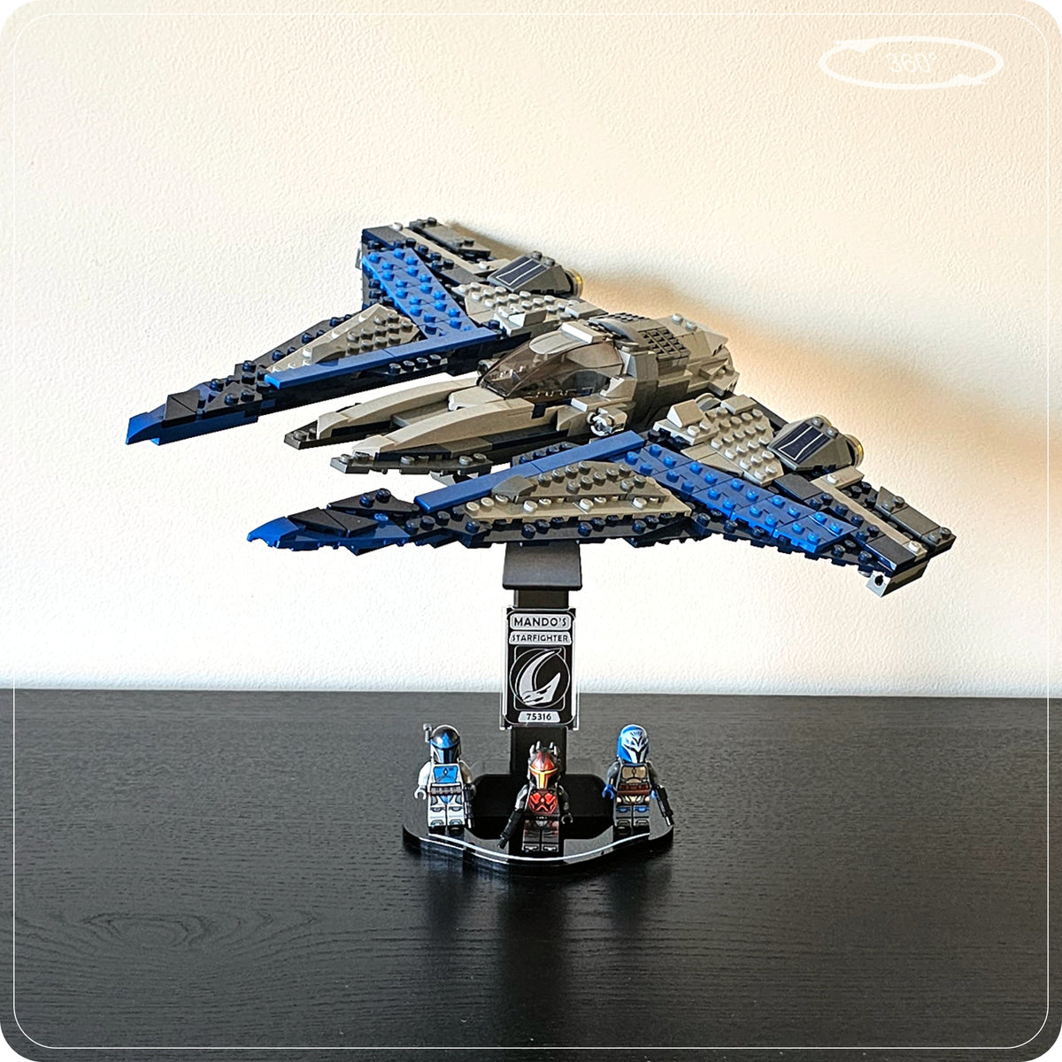 Display stand for LEGO 75316 Mandalorian Starfighter - 360° ROTATING SERIES (M1152) - top plate detail