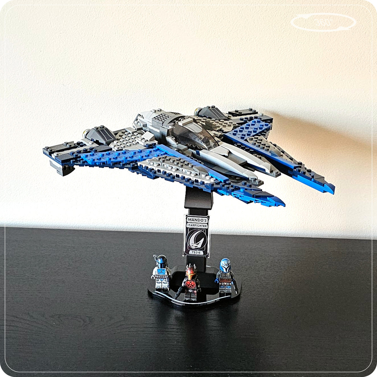 Display stand for LEGO 75316 Mandalorian Starfighter - 360° ROTATING SERIES (M1152) - side view