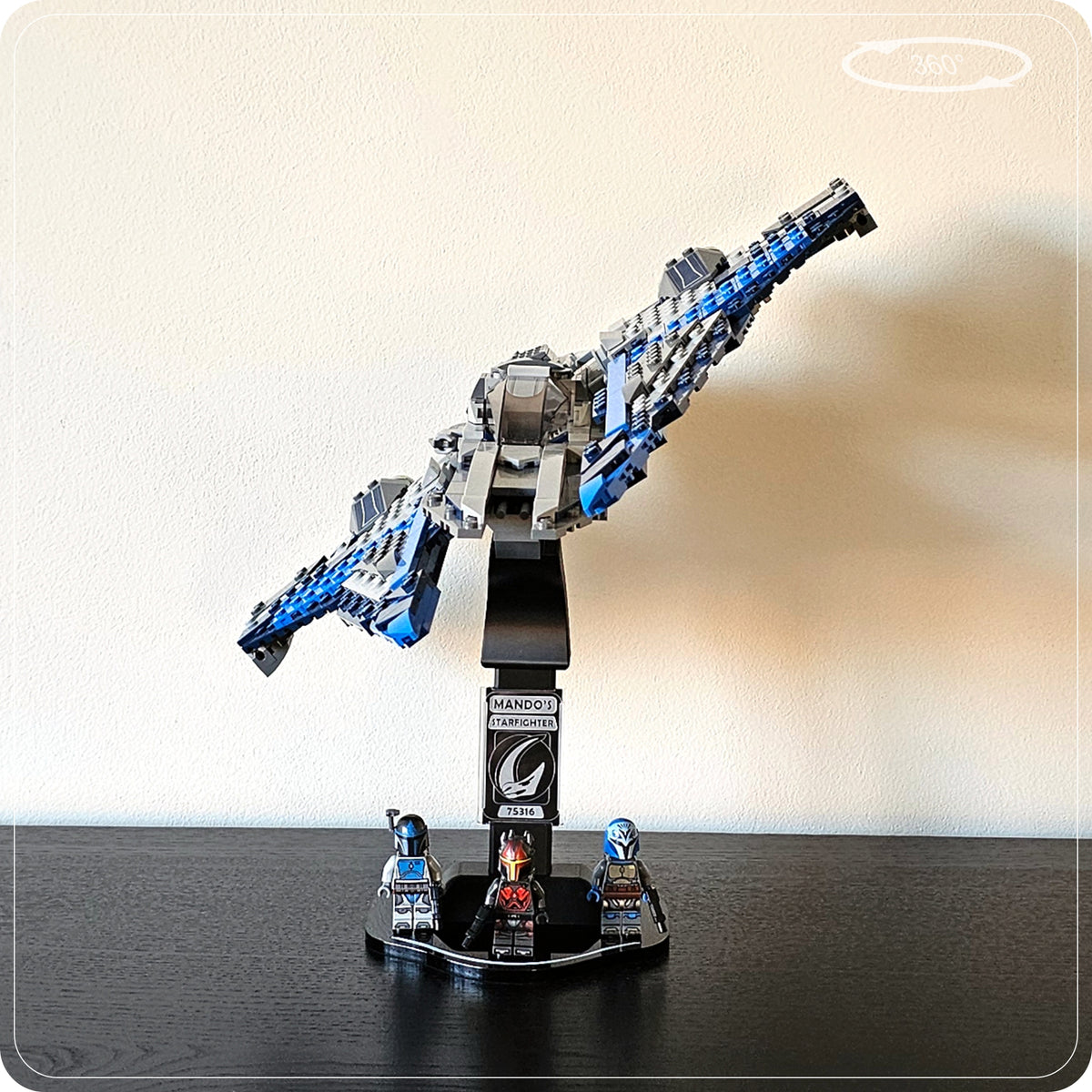 Display stand for LEGO 75316 Mandalorian Starfighter - 360° ROTATING SERIES (M1152) - engraving detail