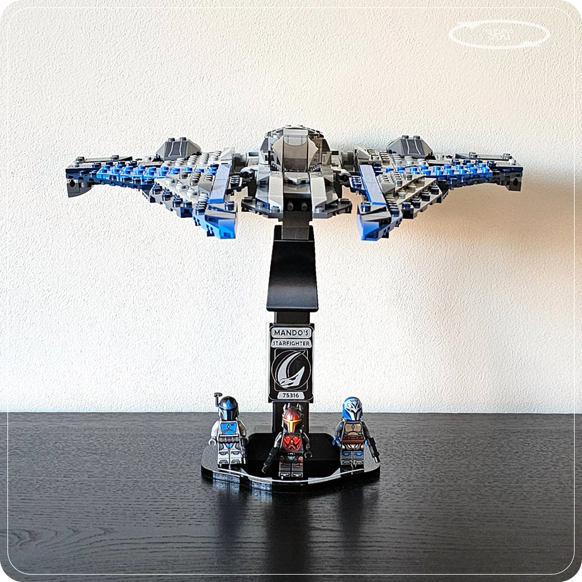 Display stand for LEGO 75316 Mandalorian Starfighter - 360° ROTATING SERIES (M1152) - scale reference