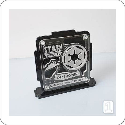 Display Plaque for STAR DESTROYER models (custom text) - Black -No.1 (P1121)-1