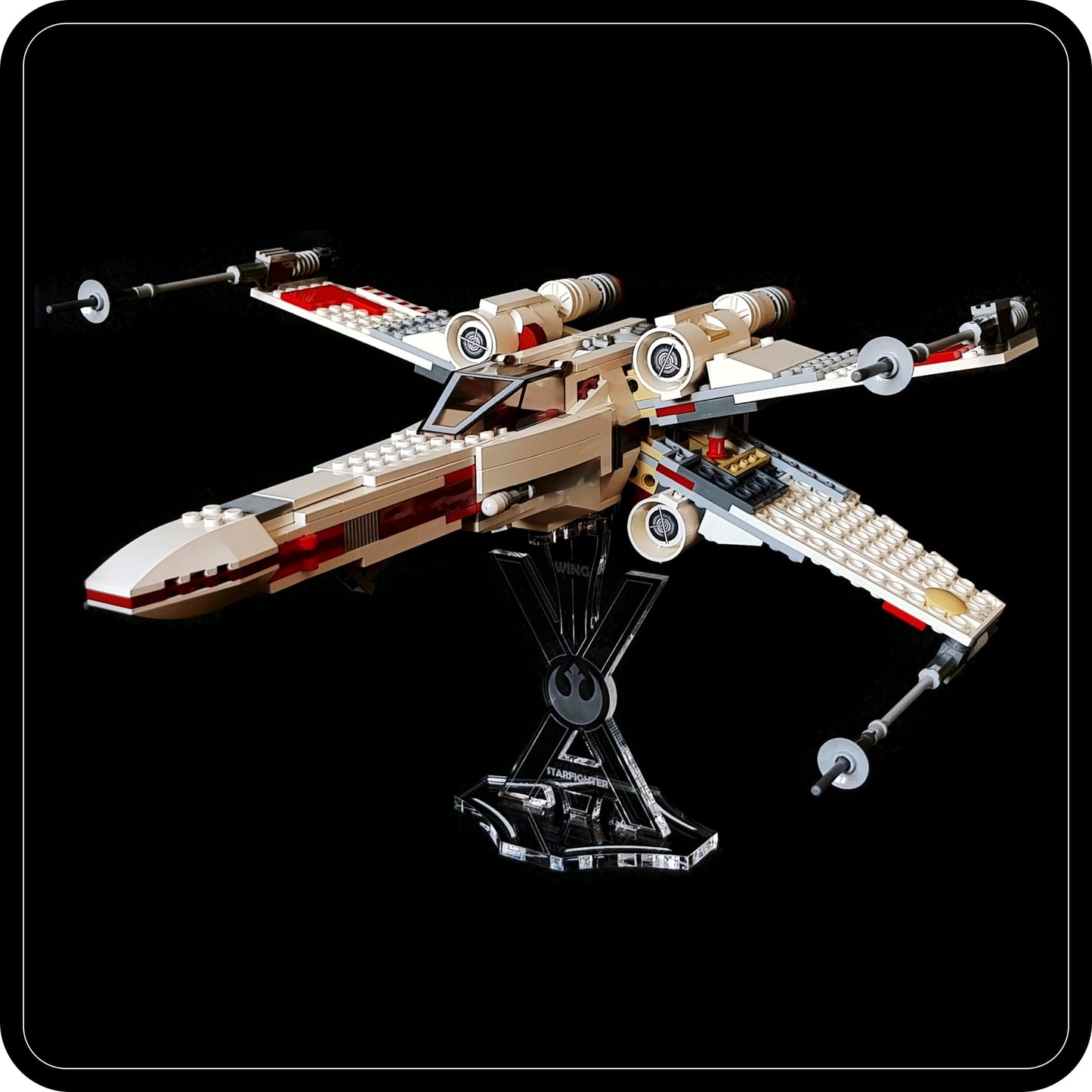 Display stand for Lego 9493-75102-75149 X-Wing fighter (S1012)-1