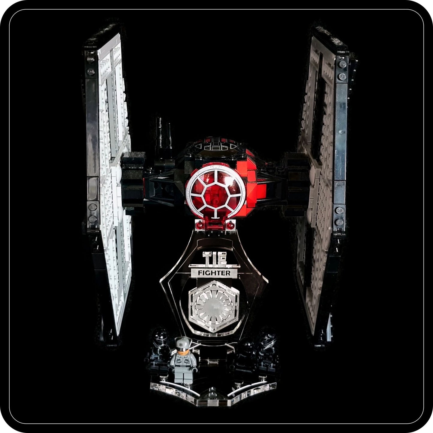 Display stand 3D for Lego 75101 First Order Tie Fighter + minifigures slots (S1031)-1