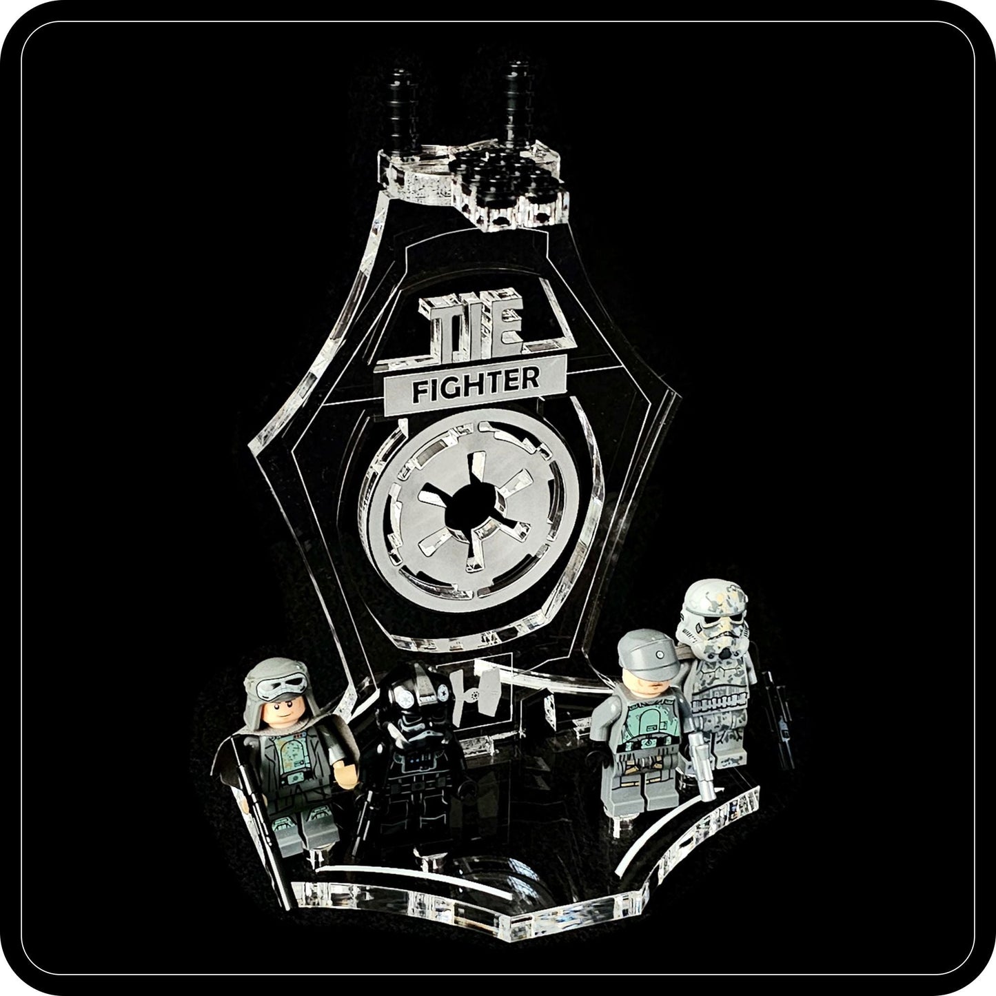 Display stand 3D for Lego 9492-75211-75300 Tie Fighter + mini figurines slots (S1032)-4