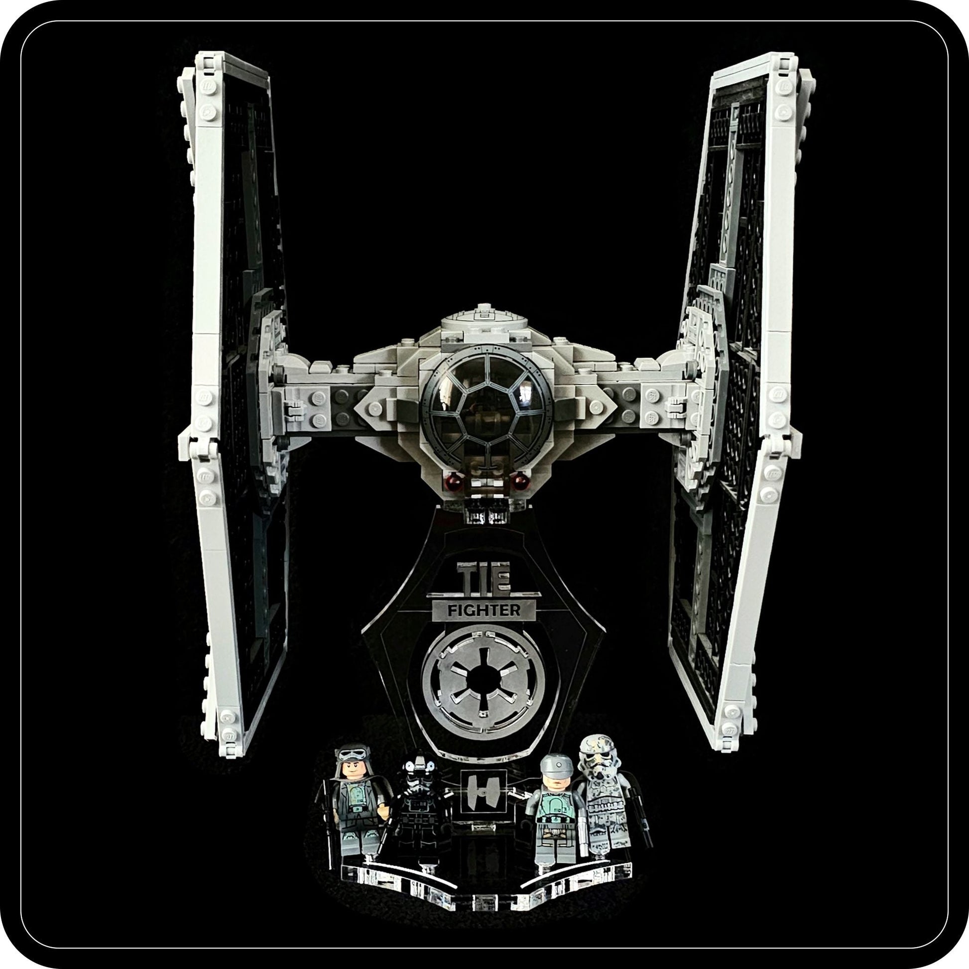 Display stand 3D for Lego 9492-75211-75300 Tie Fighter + mini figurines slots (S1032)-5