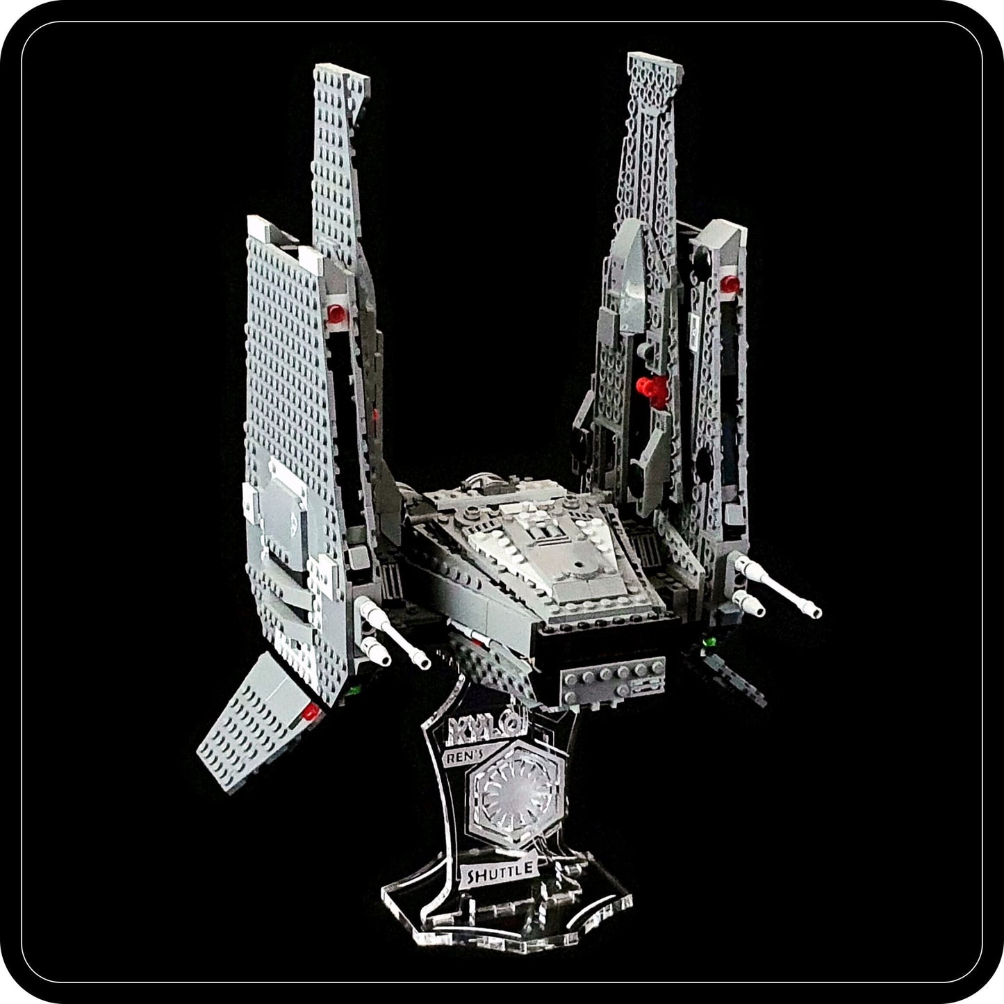 Display stand 3D for Lego 75256-75104 Kylo Ren's Shuttle + minifigs plate(S1063)-8