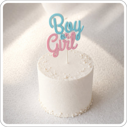 "Boy or Girl" Gender Reveal Topper | Personalised 3D Printed Vertical Display (T1006)